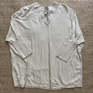 Pure Jill J. Jill Cotton Blend V Neck Cream Lightweight Sweater Womens S